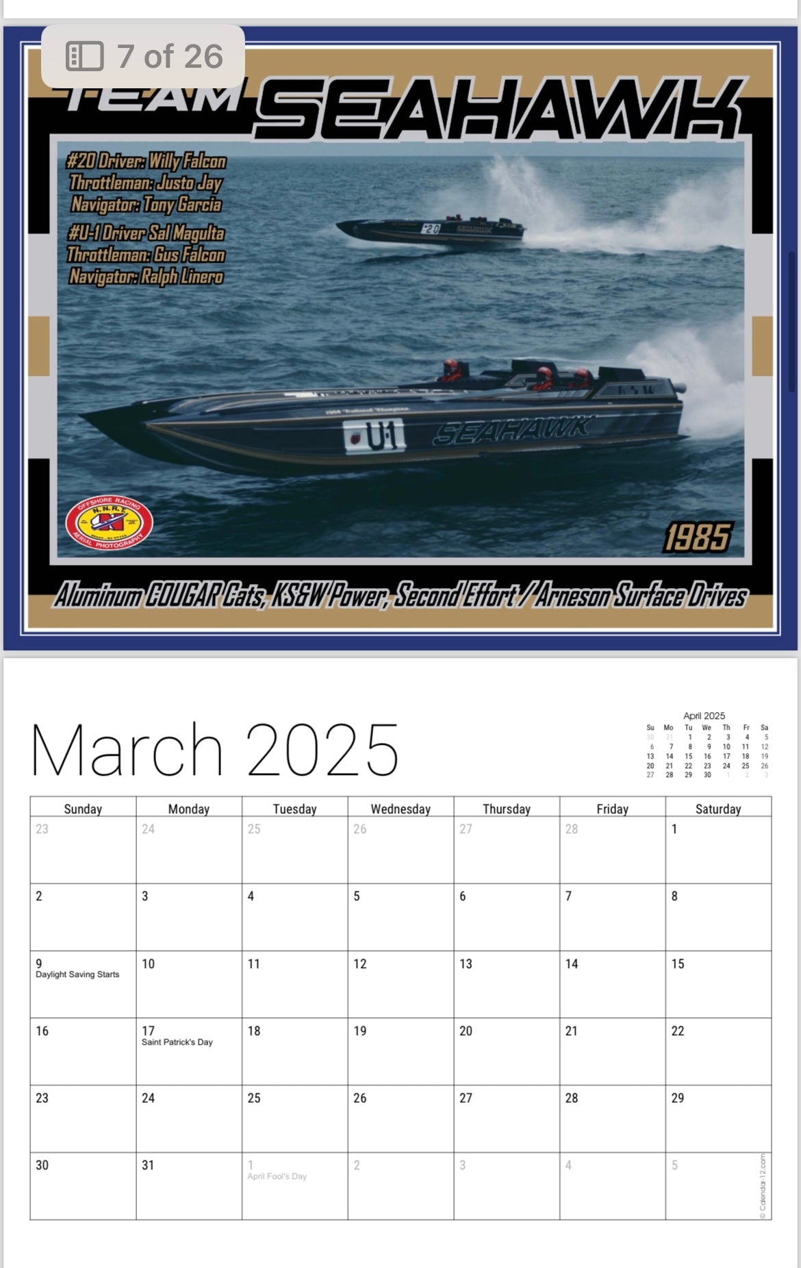 2025 NNRT Offshore Classic Calendar 11x14